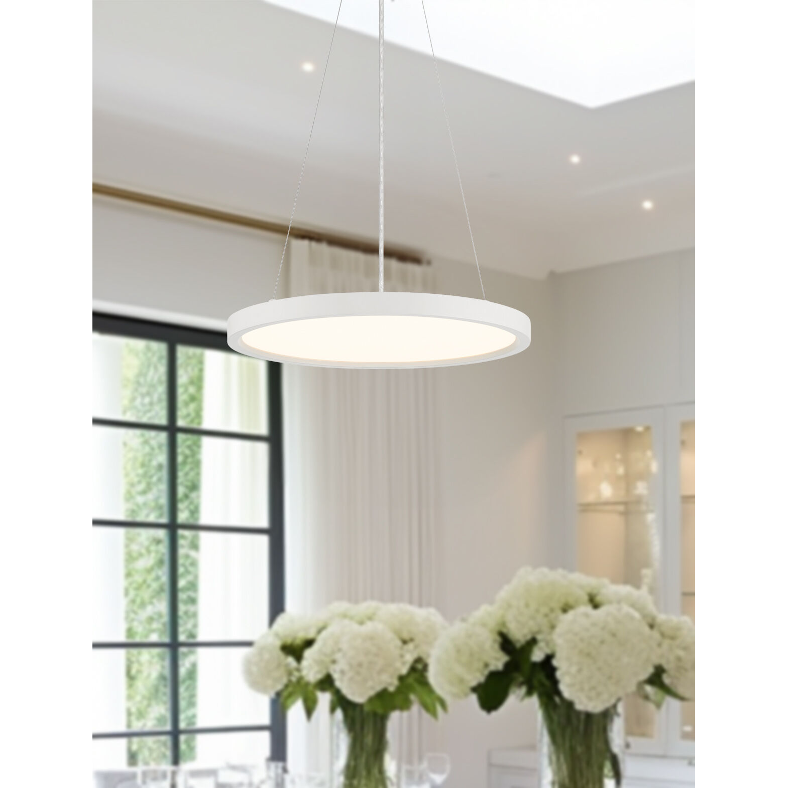 Vantage LED 15 inch White Pendant Ceiling Light, Round